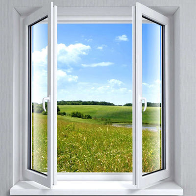 American Hot Sales Double Glazed Large Tempered Glass PVC Casement  Windows Windproof and Waterproof Windows