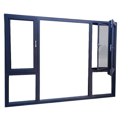 American  Black and White Vinyl Windows and Doors Heat Insulation Tempered Glass PVC Casement Windows