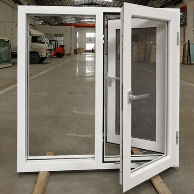 Hurricane Impact Resistant Window PVC Profile  Triple Glass Vinyl Outward Opening Casement Windows