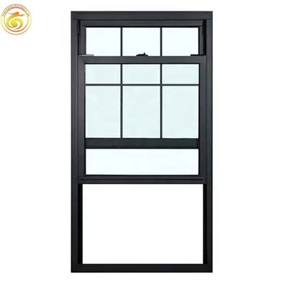 Vertical Sliding Thermal-Break Aluminum Black Windows Single or Double Hung Window With Grill Design