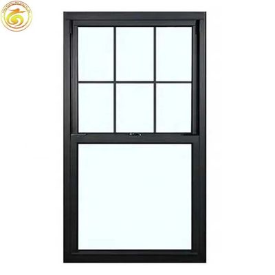 Vertical Sliding Thermal-Break Aluminum Black Windows Single or Double Hung Window With Grill Design