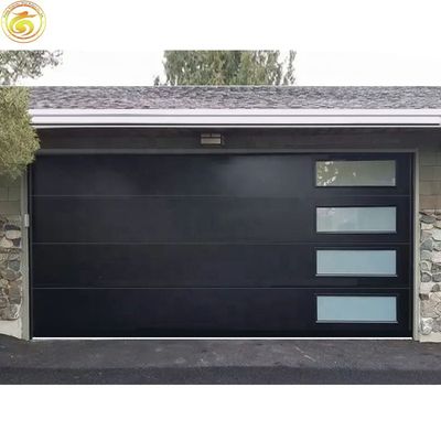 New Black Cheap Morden 16x7 Glass Garage Door Garage Doors for Homes Roll up Garage Door