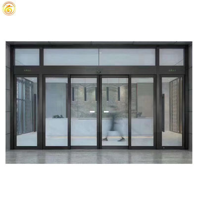 Automatic Door Aluminum Black Frame Door Office Commercial Automatic Sensor Glass Sliding Door