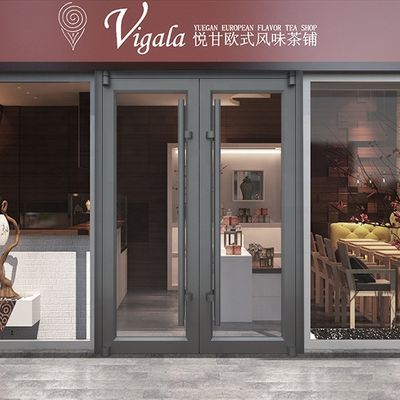 KFC Shop Front Store Front Door Double Temper Glass Entry Door Aluminium  Anti-theft Storefront Door