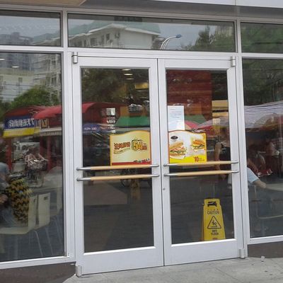 American Commercial Aluminium Storefront Door Offset Pivot Hinges Aluminum Double Glass Door