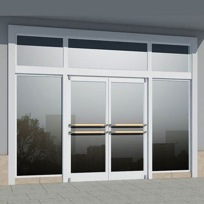 Commercial Double Glazed Aluminium Storefront Single Glass French Door