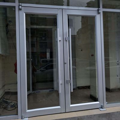 Commercial Double Glazed Aluminium Storefront Single Glass French Door